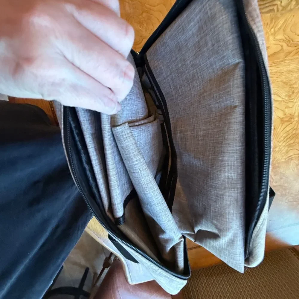 Stylish Tan and Black Laptop Bag